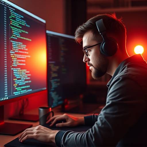 Image illustrative du cours de d√©veloppement web, montrant du code sur un √©cran et un d√©veloppeur travaillant.