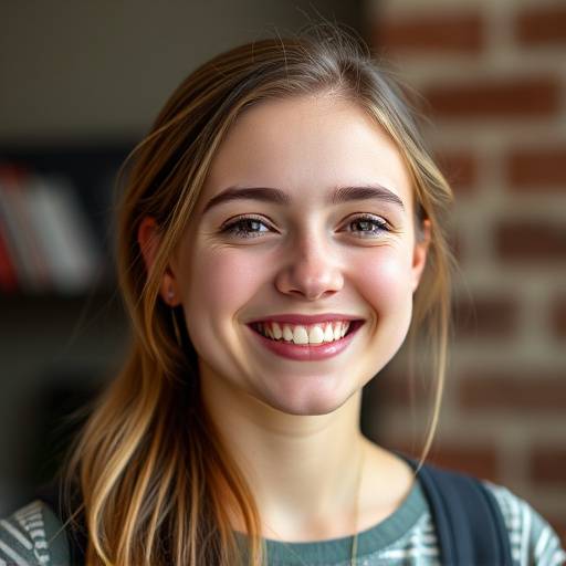 Portrait d'Am√©lie Martin, une √©tudiante satisfaite.